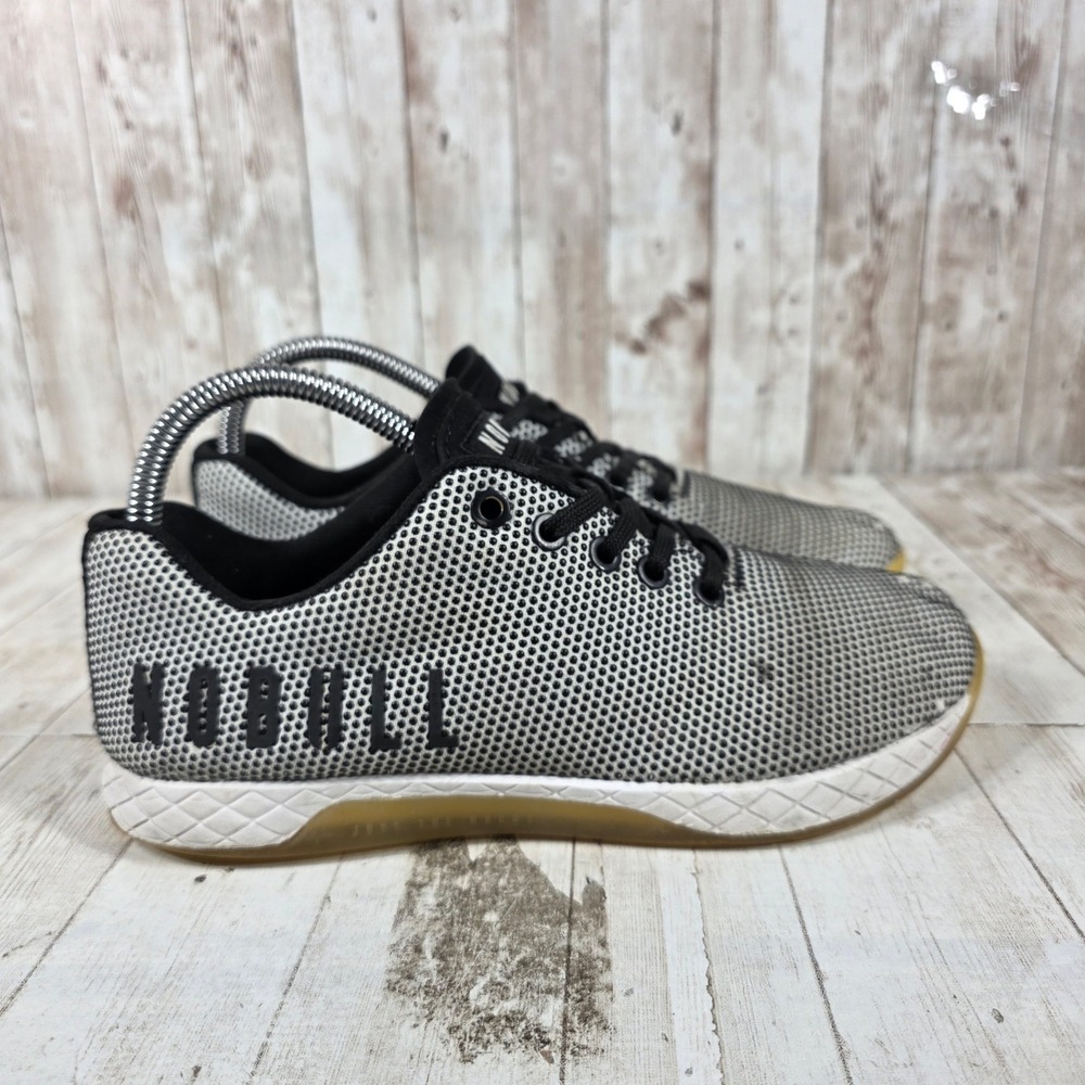 NOBULL Womens SuperFabric Trainer Silver Black Dotted Gum Sole Athletic Shoes